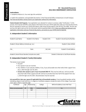 2014-2015 Independent Verification Form