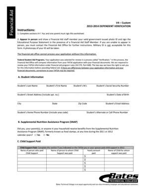 2013-2014 Dependent Verification Form