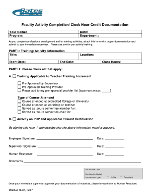 Faculty Activity Completion Form