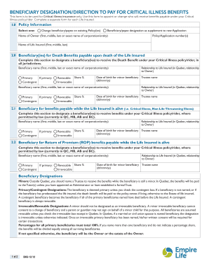 Critical Illness Beneficiary Designation Form