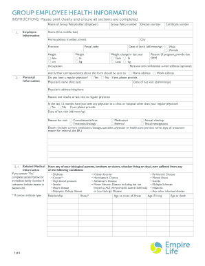 Group Employee Health Information Form