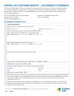 Empire Life Accessibility Feedback Form