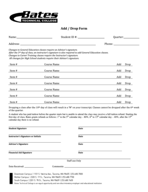 Student Add Drop Form
