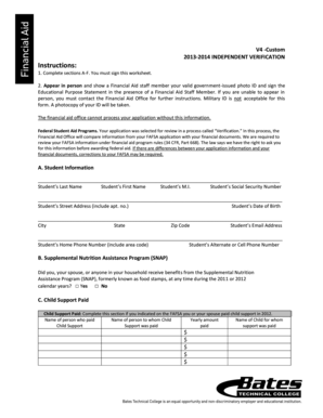 2013-2014 Independent Verification Form