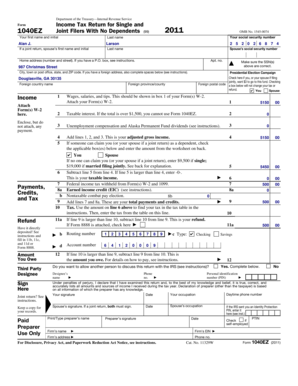 IRS Form 1040EZ 2011