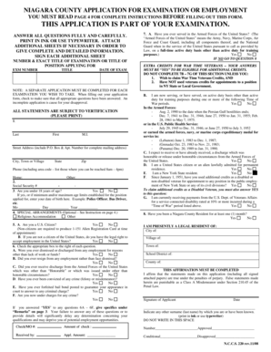 Niagara County Application for Examination or Employment