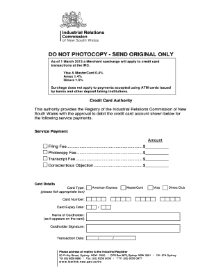 Credit Card Authority Form