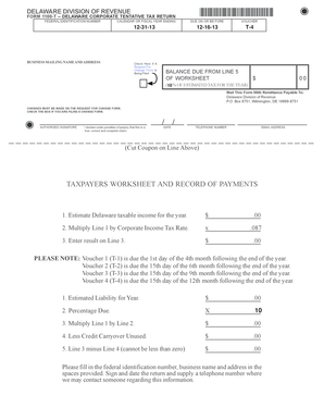 Delaware Corporate Tentative Tax Return