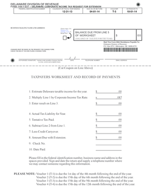 Delaware Corporate Income Tax Extension Request