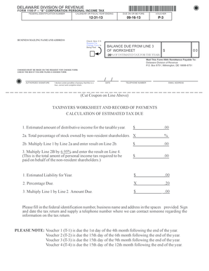 Delaware S Corporation Personal Income Tax Form 1100-P