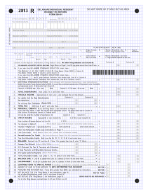 Delaware Individual Resident Income Tax Return