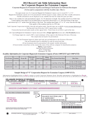 Delaware Corporate Request for Extension Coupon