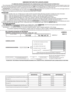 Delaware Amended License/Excise Tax Return