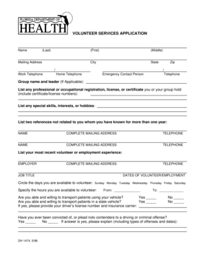 Volunteer Services Application