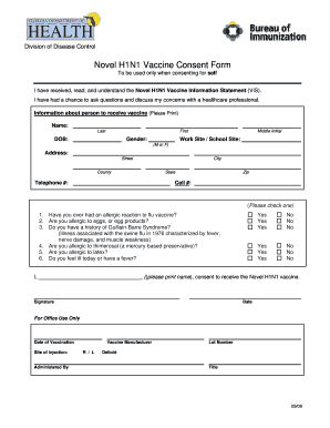 Novel H1N1 Vaccine Consent Form