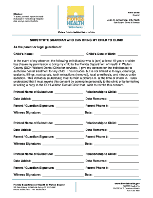 Florida Substitute Guardian Consent Form