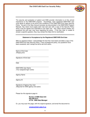 EMSTARS End User Security Policy