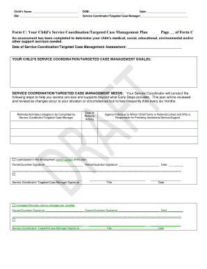 Child’s Service Coordination/Targeted Case Management Plan