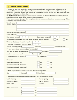 Rent Proof Form
