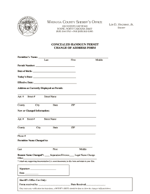 Concealed Handgun Permit Change of Address Form