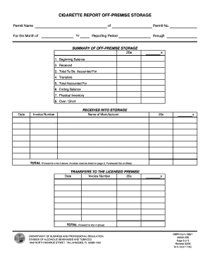 Cigarette Report Off-Premise Storage