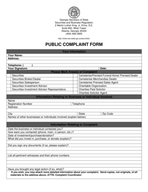 Georgia Public Complaint Form