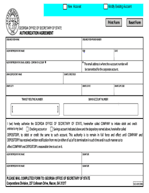 Georgia Authorization Agreement