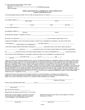 Georgia Declaration of Candidacy and Affidavit