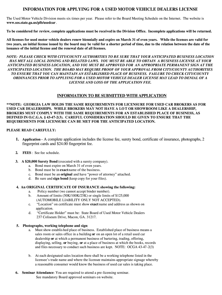 used car board macon ga 2003 form Preview on Page 1