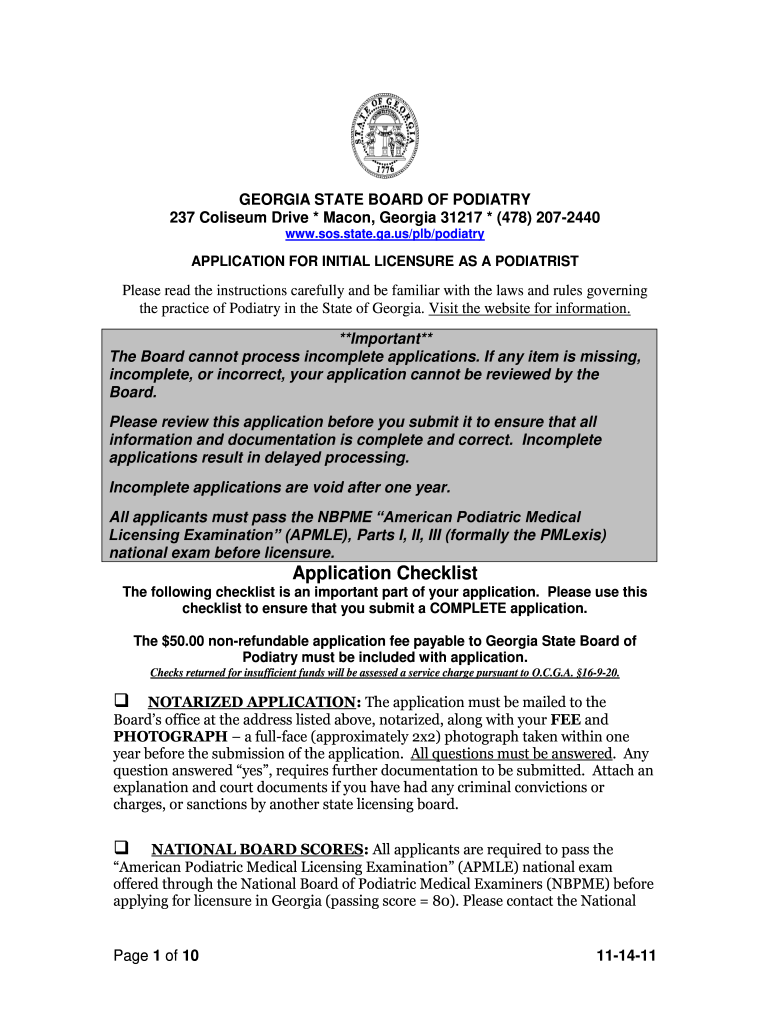 georgia podiatry license Preview on Page 1.