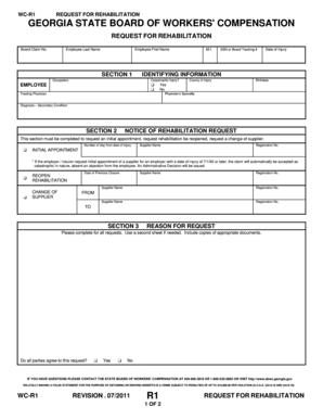 Georgia Workers' Compensation Rehabilitation Request