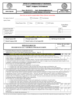 Georgia Business Entity License Renewal Application