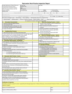 Georgia Renovation Work Practice Inspection Report