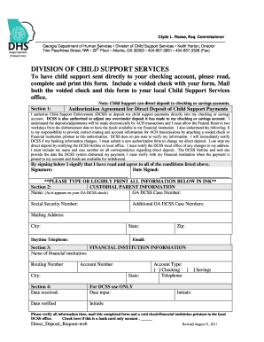 Georgia Child Support Direct Deposit Authorization