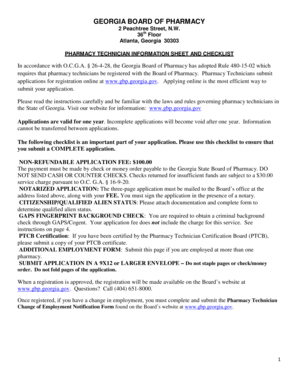 Georgia Pharmacy Technician Registration Application