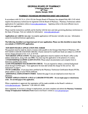 Georgia Pharmacy Technician Registration Application