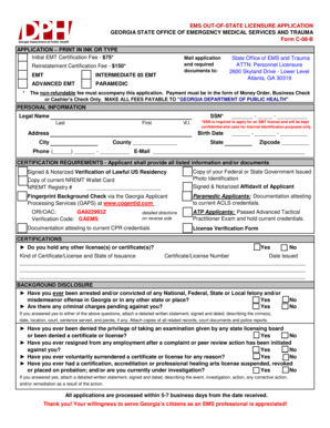 Georgia Out-of-State EMS Licensure Application