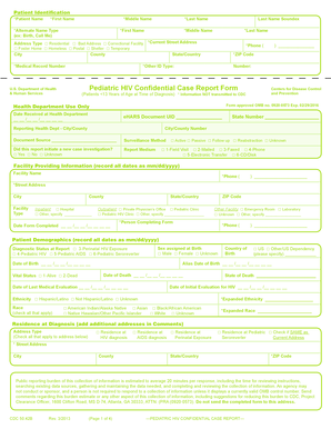Pediatric HIV Confidential Case Report Form