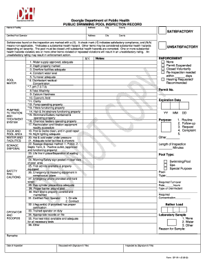 Georgia Public Swimming Pool Inspection Record