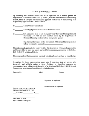 Georgia Public Benefit Affidavit