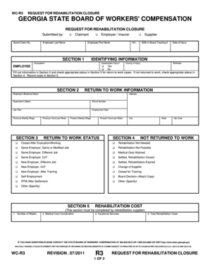 Georgia WC-R3 Request for Rehabilitation Closure