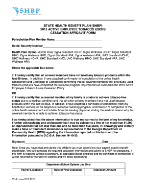 Georgia Tobacco Cessation Affidavit Form
