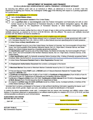 Georgia Verification of Lawful Presence Affidavit