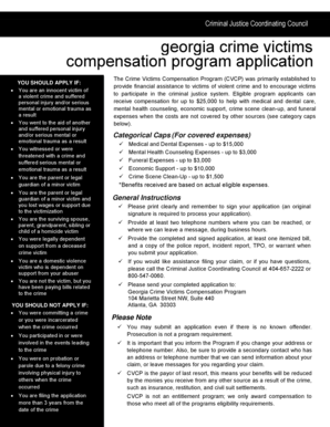 Georgia Crime Victims Compensation Program Application