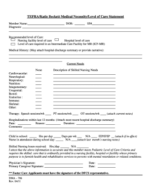 TEFRA/Katie Beckett Medical Necessity Form