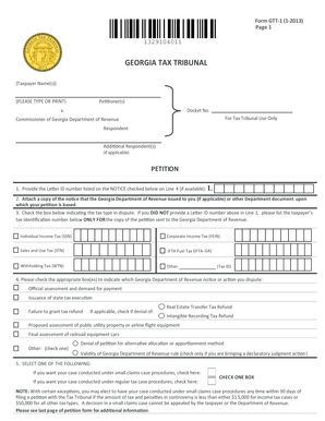 Georgia Tax Tribunal Petition Form GTT-1