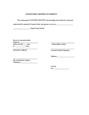 Supervising Dentist Statement
