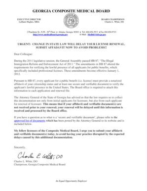 Georgia Medical Board License Affidavit