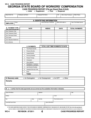 Georgia Workers' Compensation Case Progress Report