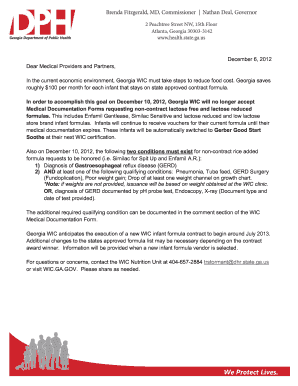 Georgia WIC Medical Documentation Form